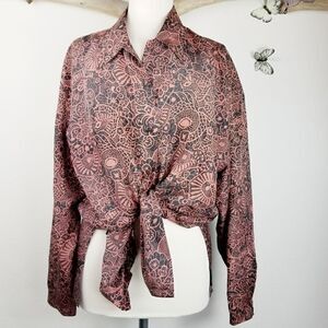 Vintage Bogari studio silk blouse black and brown
